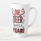 Oh Deer Wat een jaar Kerstmis Plaid Latte Mok (Rechts)