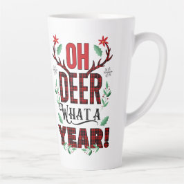 Oh Deer Wat een jaar Kerstmis Plaid Latte Mok