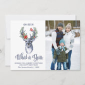 Oh Deer wat een jaar prettige kerstfeestelijke fot Feestdagenkaart (Voorkant)