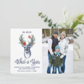 Oh Deer wat een jaar prettige kerstfeestelijke fot Feestdagenkaart (Staand voorkant)