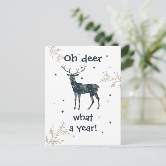 Oh Deer wat een jaar Quarantine Rustige Kerstmis Feestdagenkaart (Staand voorkant)