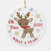 Oh Deer wat een jaar rendierkerst kost Keramisch Ornament (Achterkant)