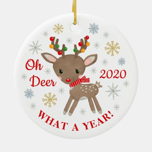 Oh Deer wat een jaar rendierkerst kost Keramisch Ornament (Achterkant)