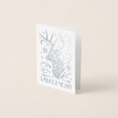 Oh Deer wat een jaar rendierkerstkoortszilver foil Folie Kaarten (Voorkant)