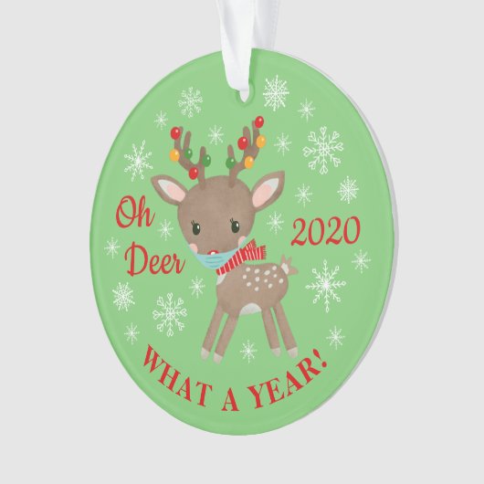 Oh Deer wat een jaar rendiermaskergroen Ornament (voorkant)