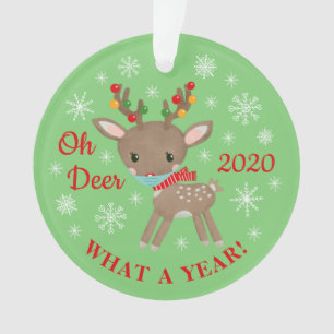 Oh Deer wat een jaar rendiermaskergroen Ornament