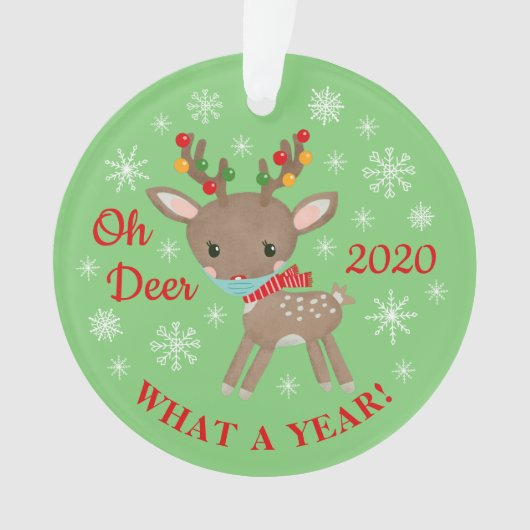 Oh Deer wat een jaar rendiermaskergroen Ornament (voorkant)