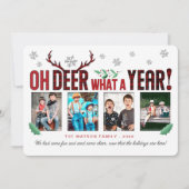Oh DEER Wat een jaar voor kerstfeest 4 Foto Feestdagenkaart (Voorkant)