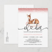 Oh Deer Waterverf Roos Gold Glitter Baby shower Briefkaart (Voorkant / Achterkant)
