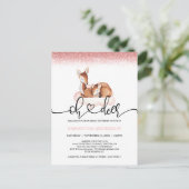 Oh Deer Waterverf Roos Gold Glitter Baby shower Briefkaart (Staand voorkant)