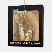 Oh Deer What a Year 2020 Buck Doe Custom Kerstmis Keramisch Ornament (Links)