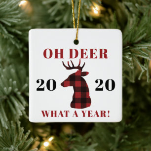 Oh Deer What a Year 2020 Buffalo Pset Keramisch Ornament