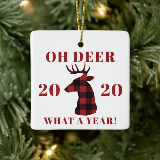 Oh Deer What a Year 2020 Buffalo Pset Keramisch Ornament (Boom)
