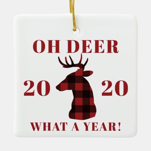 Oh Deer What a Year 2020 Buffalo Pset Keramisch Ornament (Voorkant)