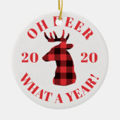 Oh Deer What a Year 2020 Buffalo Pset Kerstmis Keramisch Ornament (Voorkant)