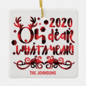 Oh Deer What a Year 2020 Red Buffalo Play Name Keramisch Ornament (Voorkant)