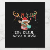 Oh Deer What a Year Christmas Family Style  Wijn Etiket (Enkel label)