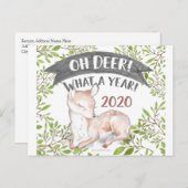 Oh Deer What a Year Funny 2020 Woodland Kerstland Briefkaart (Voorkant / Achterkant)
