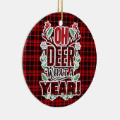 Oh Deer What a Year Kerstfoto Keramisch Ornament (Rechts)