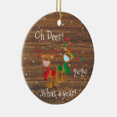 Oh Deer What a Year Kerstmis Pandemic 2020 wood Keramisch Ornament (Rechts)