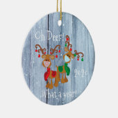 Oh Deer What a Year Kerstmis Pandemic 2020 wood Keramisch Ornament (Rechts)
