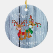Oh Deer What a Year Kerstmis Pandemic 2020 wood Keramisch Ornament (Achterkant)