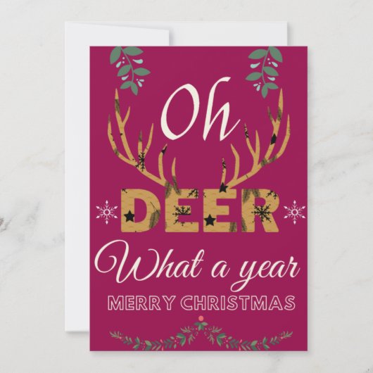 Oh deer what a year Merry Christmas Feestdagenkaart (Voorkant)