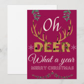 Oh deer what a year Merry Christmas Feestdagenkaart (Voorkant / Achterkant)