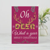 Oh deer what a year Merry Christmas Feestdagenkaart (Staand voorkant)