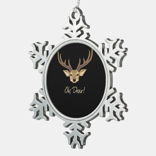 Oh Deer Whimsical Artistic Expression Tin Sneeuwvlok Ornament (Rechts)