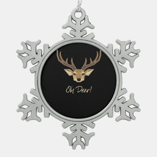 Oh Deer Whimsical Artistic Expression  Tin Sneeuwvlok Ornament (Voorkant)