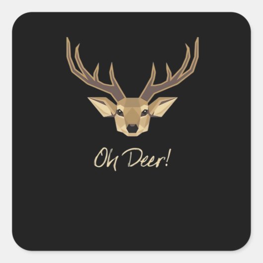 Oh Deer Whimsical Artistic Expression Vierkante Sticker (Voorkant)