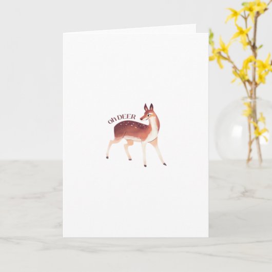 Oh Deer Whimsical Creative DesFolded Greeting Card Kaart (Gele Bloem)