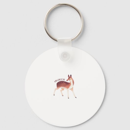 Oh Deer Whimsical Creative Design Keychain (Voorkant)