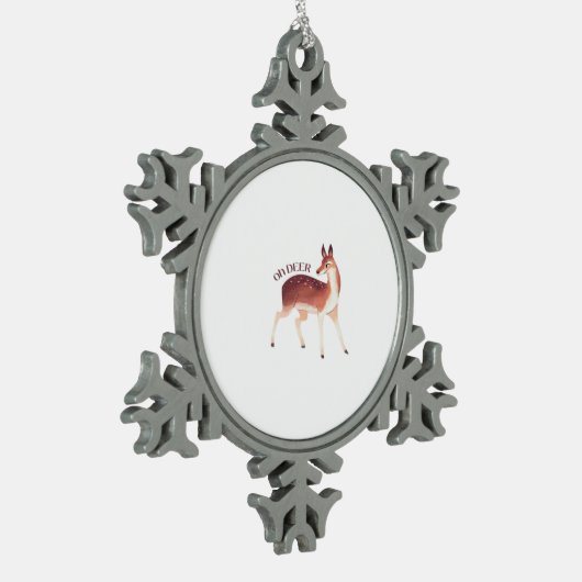 Oh Deer Whimsical Creative Design  Tin Sneeuwvlok Ornament (Links)