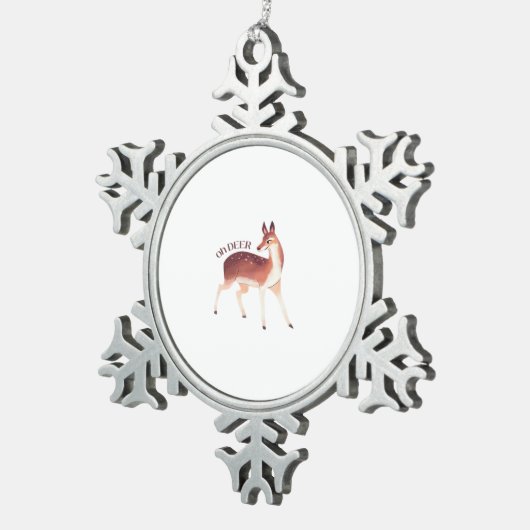 Oh Deer Whimsical Creative Design  Tin Sneeuwvlok Ornament (Rechts)
