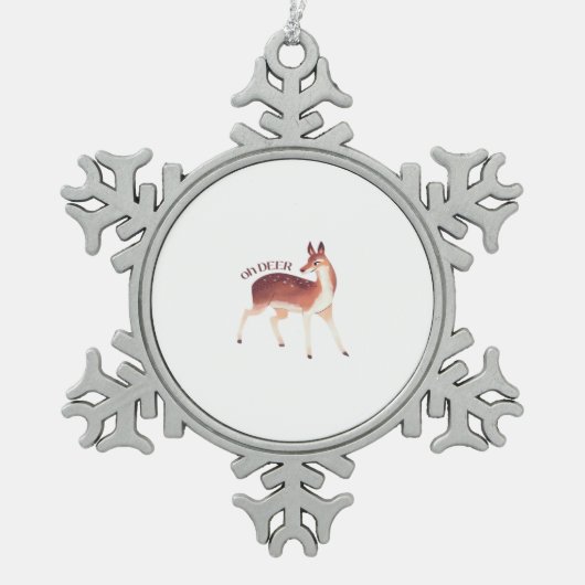 Oh Deer Whimsical Creative Design Tin Sneeuwvlok Ornament (Voorkant)