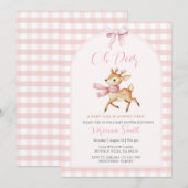 Oh Deer Winter Baby Girl Shower Invitation Kaart (Voorkant / Achterkant)