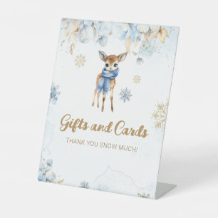 Oh Deer Winter Baby Jongen Douche Gift Kaart Reclamebord Met Voetstuk
