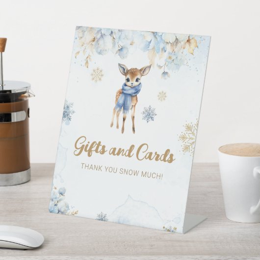 Oh Deer Winter Baby Jongen Douche Gift Kaart Reclamebord Met Voetstuk (Insitu)