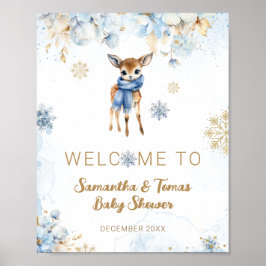 Oh Deer Winter Baby Jongen Douche Welkom Poster