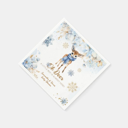Oh Deer Winter Baby Jongen Douche Welkom Servet (Hoek)