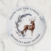 Oh Deer! Winter Baby shower Dank je cadeau Bedankjes Labels (Voorkant)