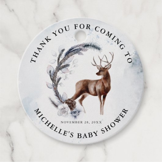 Oh Deer! Winter Baby shower Dank je cadeau Bedankjes Labels (Voorkant)