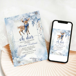Oh Deer Winter Baby shower Elegant Kaart