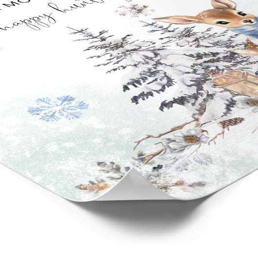 Oh Deer Winter Baby shower Fopspeen Hunt Spel Poster (Hoek)
