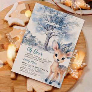 Oh Deer Winter Baby shower Kaart