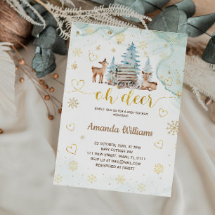 Oh Deer Winter Baby Shower Kaart