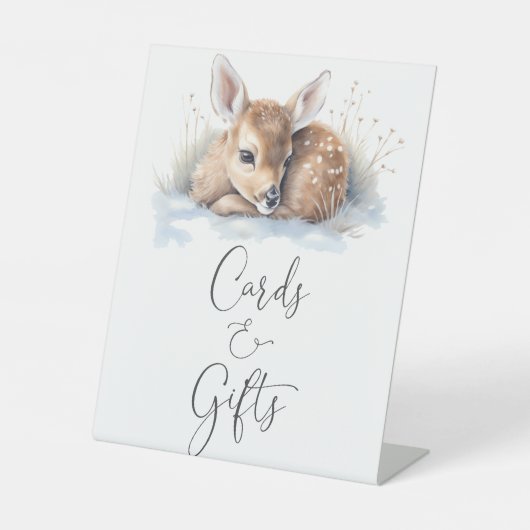 Oh Deer Winter Baby shower Kaarten en geschenken Reclamebord Met Voetstuk (Voorkant)