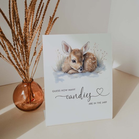 Oh Deer Winter Baby shower Raad hoeveel spel Reclamebord Met Voetstuk